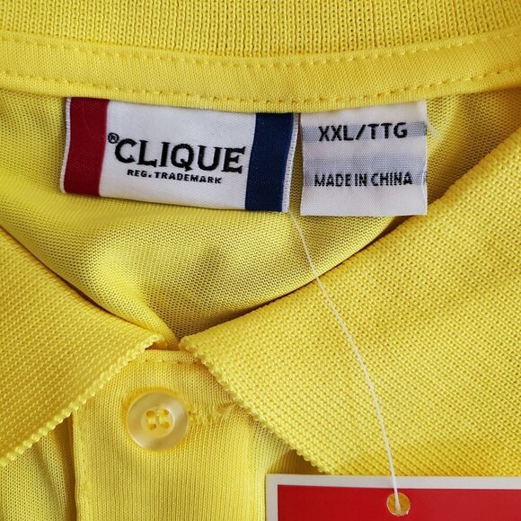 Clique Mens Yellow Tactical Polo Shirt XXL Short Sleeve NWT - Picture 7 of 11
